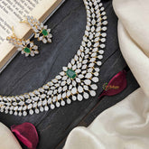 Vriksham Antique Style With Green Square & Leaf Motifs AD Choker Neckpiece-G20206